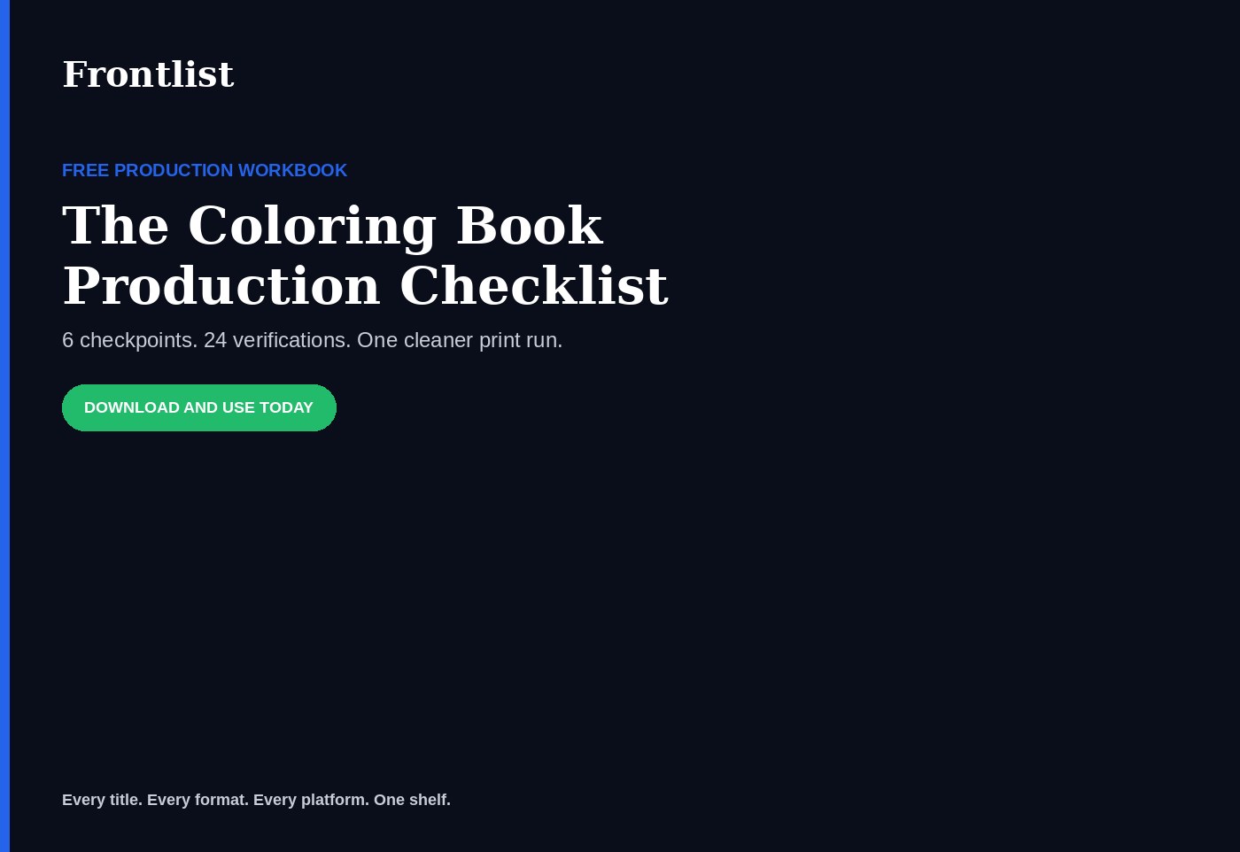 Preview of the printable Coloring Book Production Checklist workbook