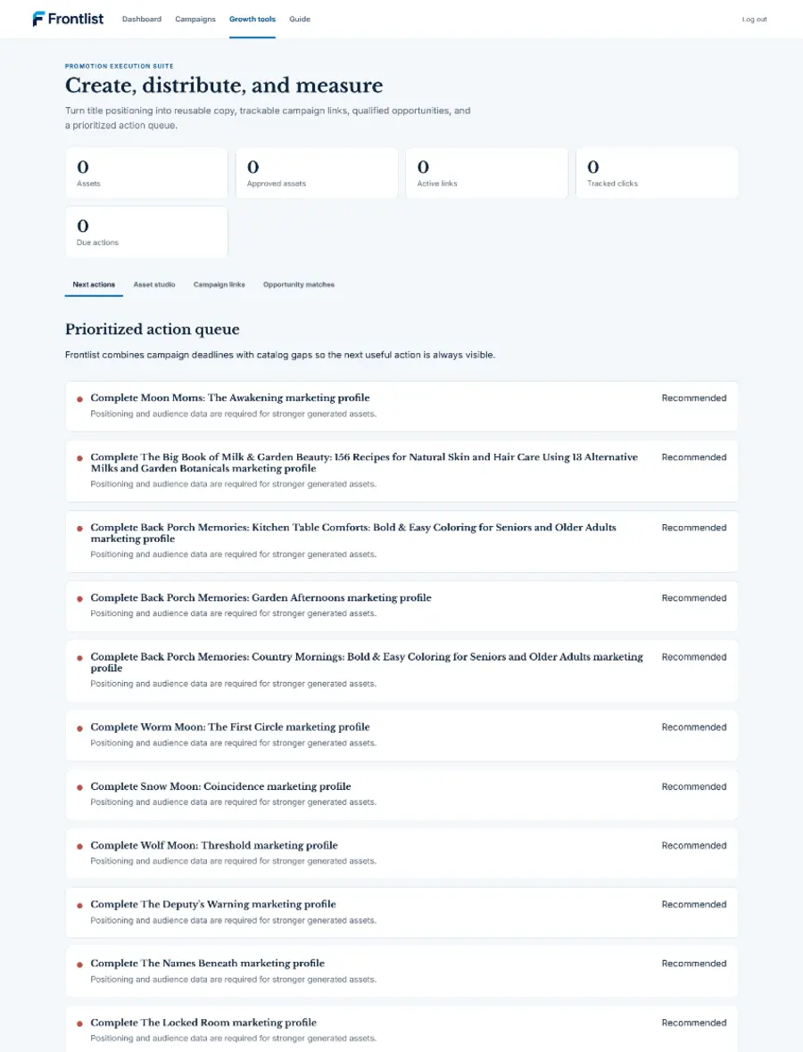 Frontlist campaign and growth workspace