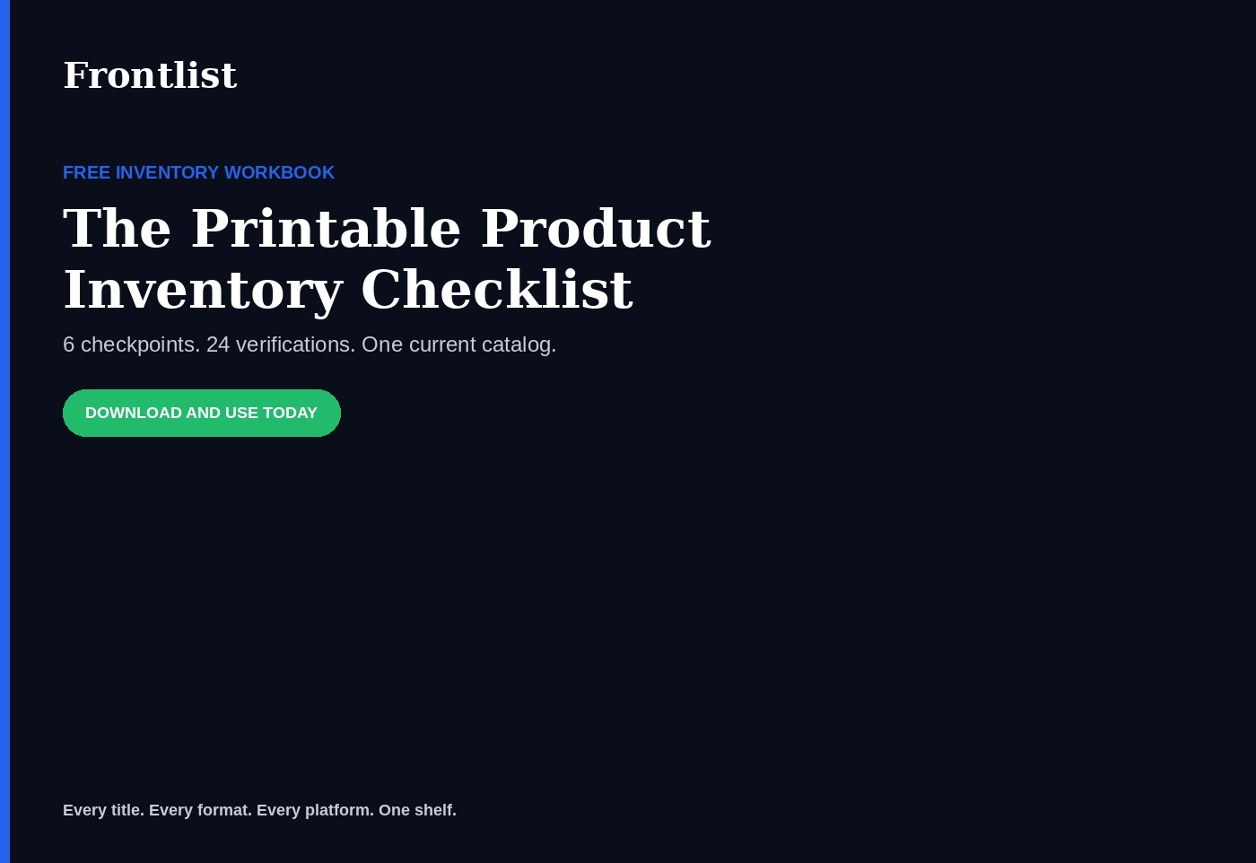 Preview of the printable Printable Product Inventory Checklist workbook
